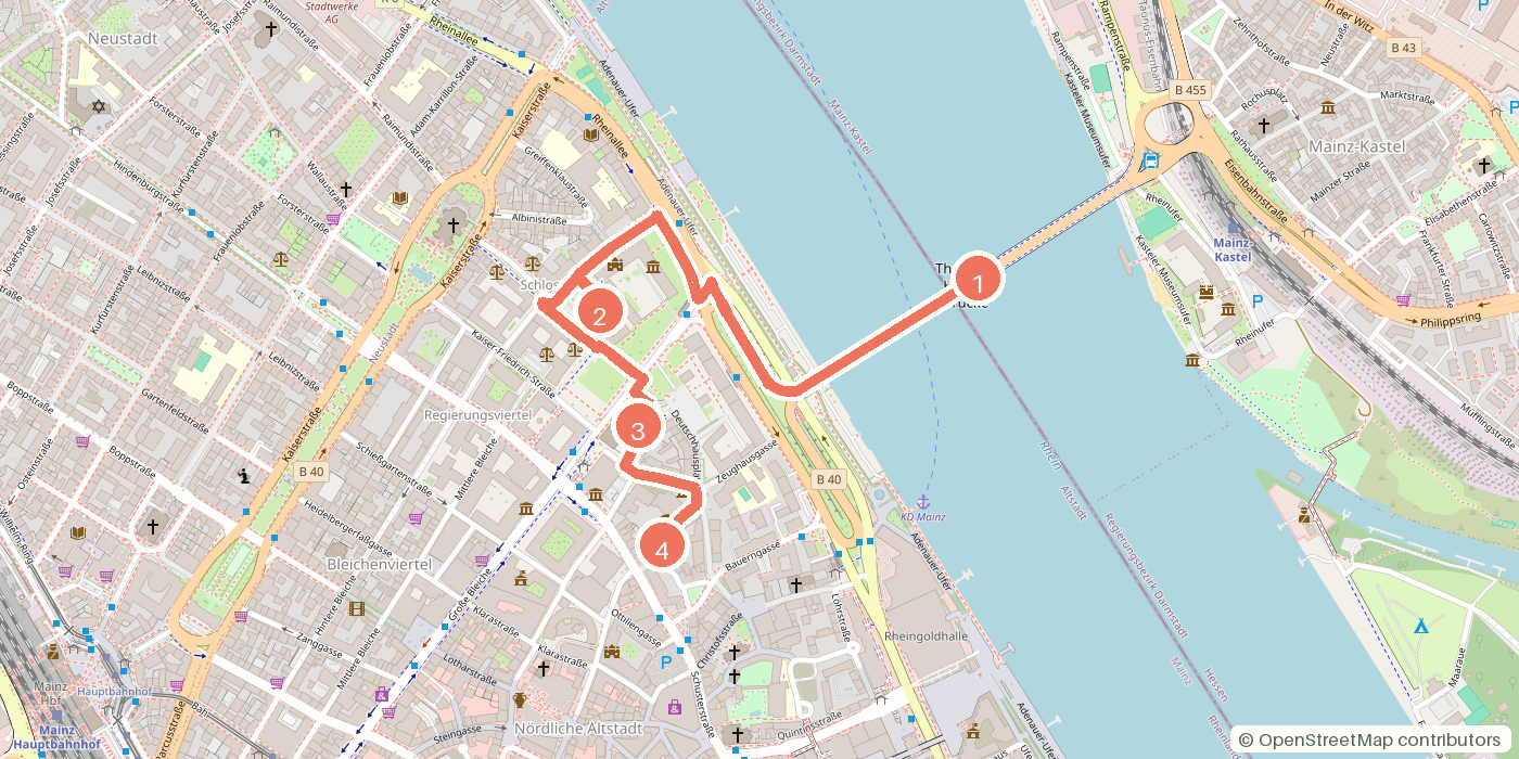 Carte du parcours à pied