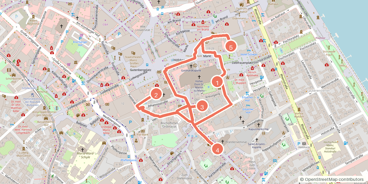 Carte du parcours à pied