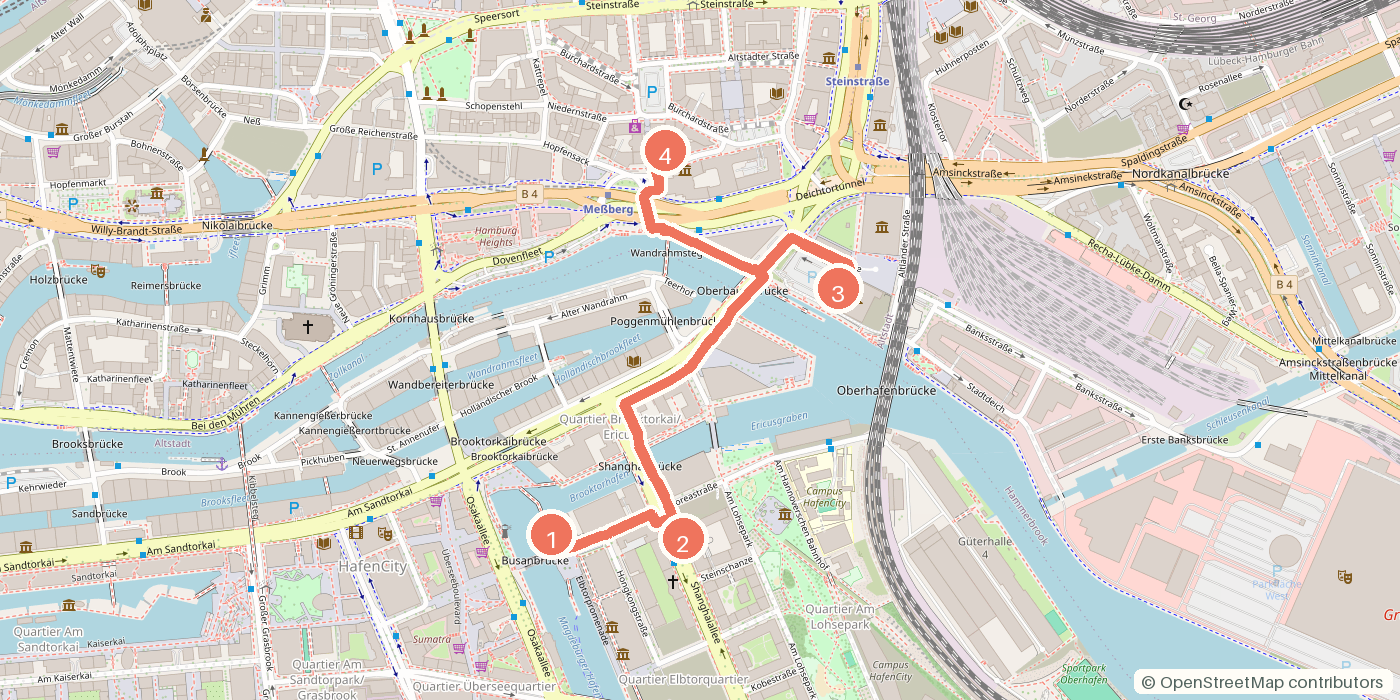 Carte du parcours à pied