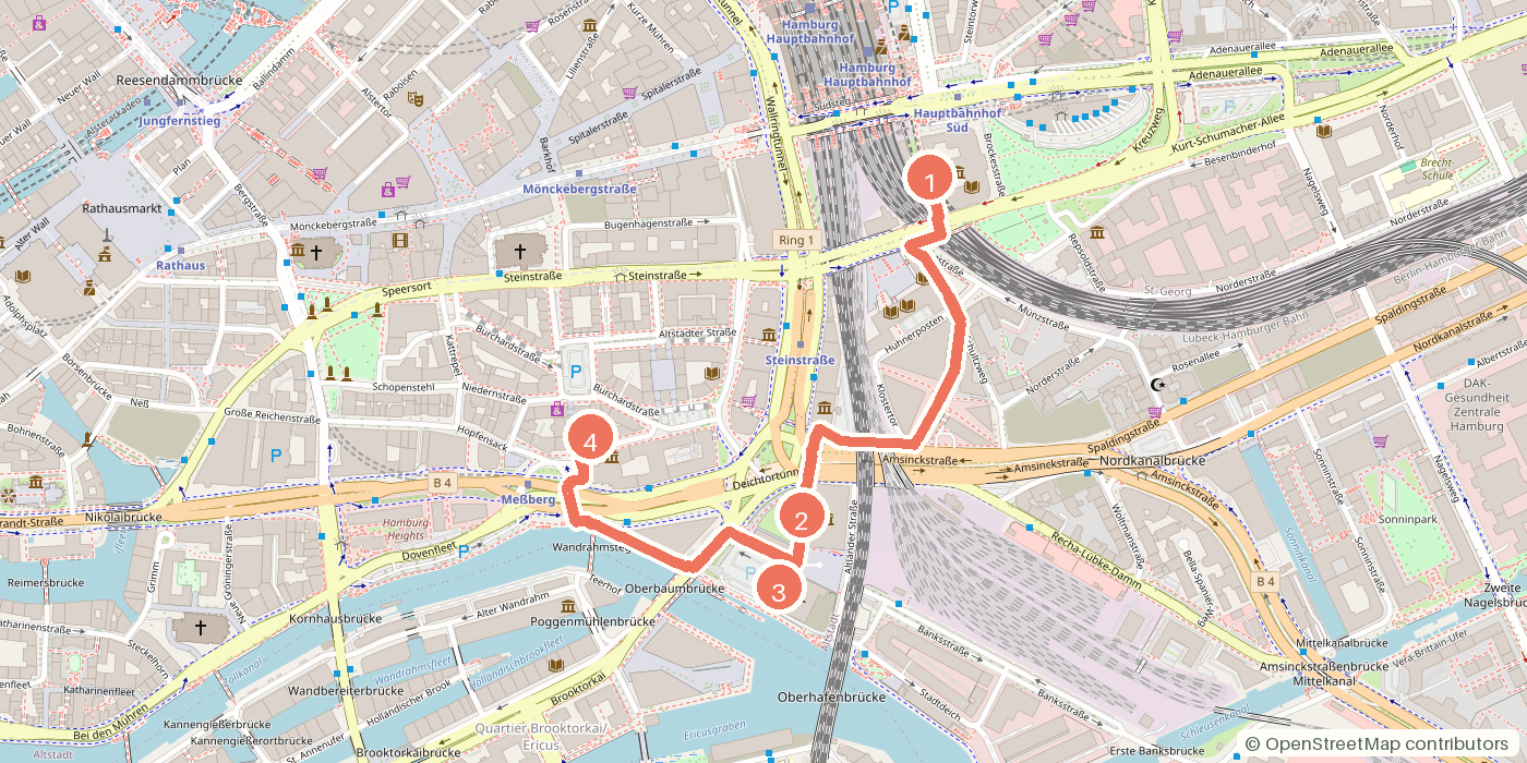 Carte du parcours à pied