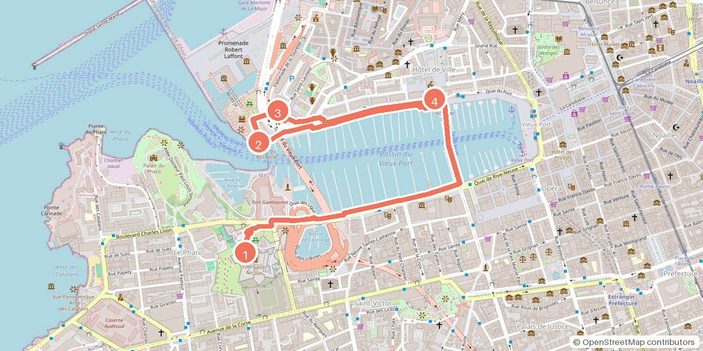 Carte du parcours à pied