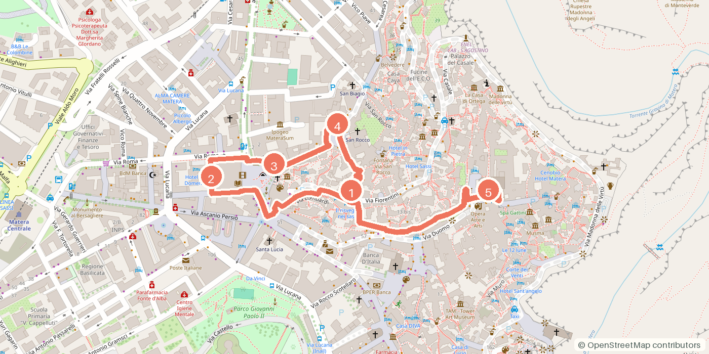 Carte du parcours à pied