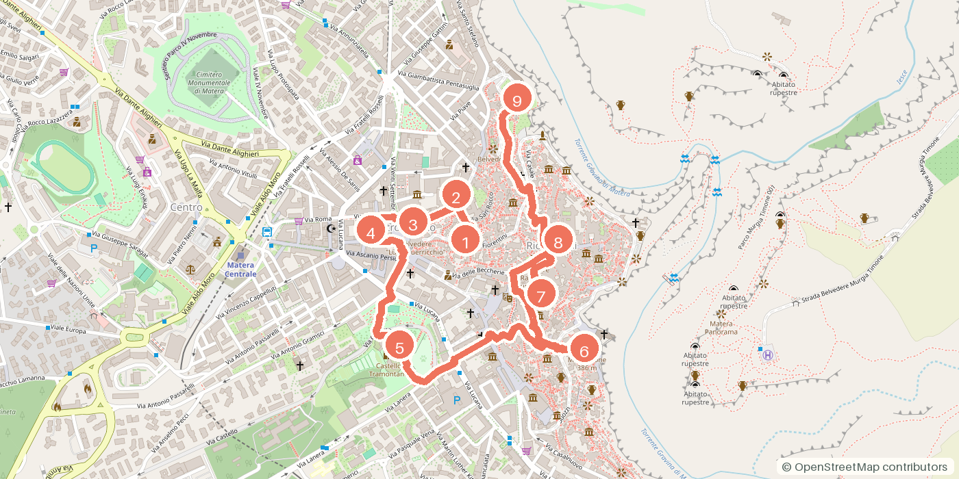 Carte du parcours à pied
