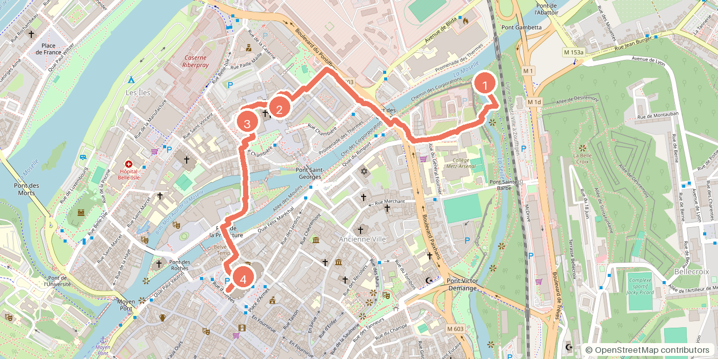 Carte du parcours à pied