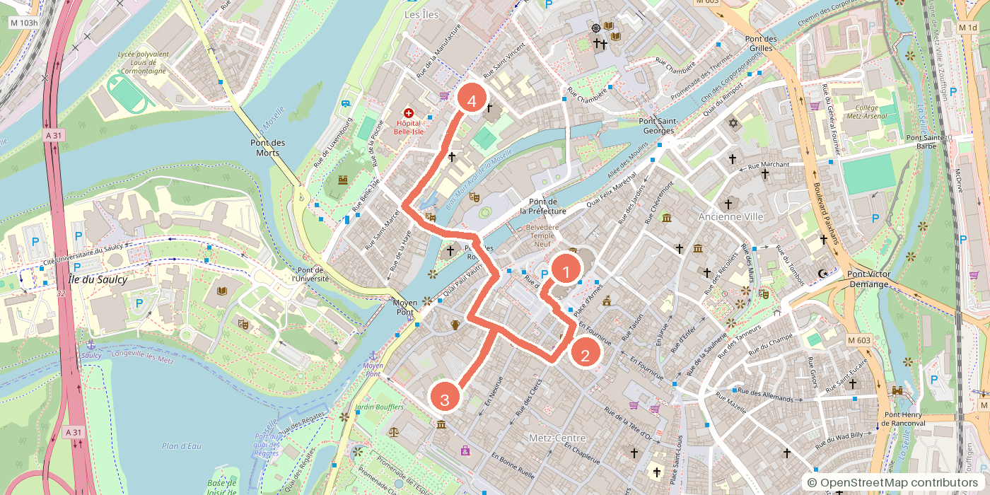 Carte du parcours à pied