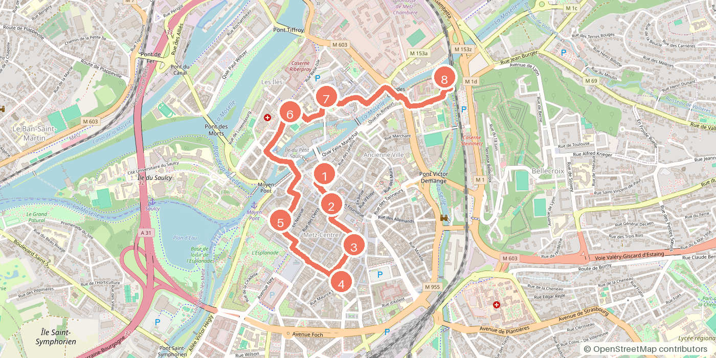 Carte du parcours à pied