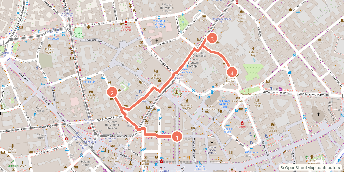 Carte du parcours à pied