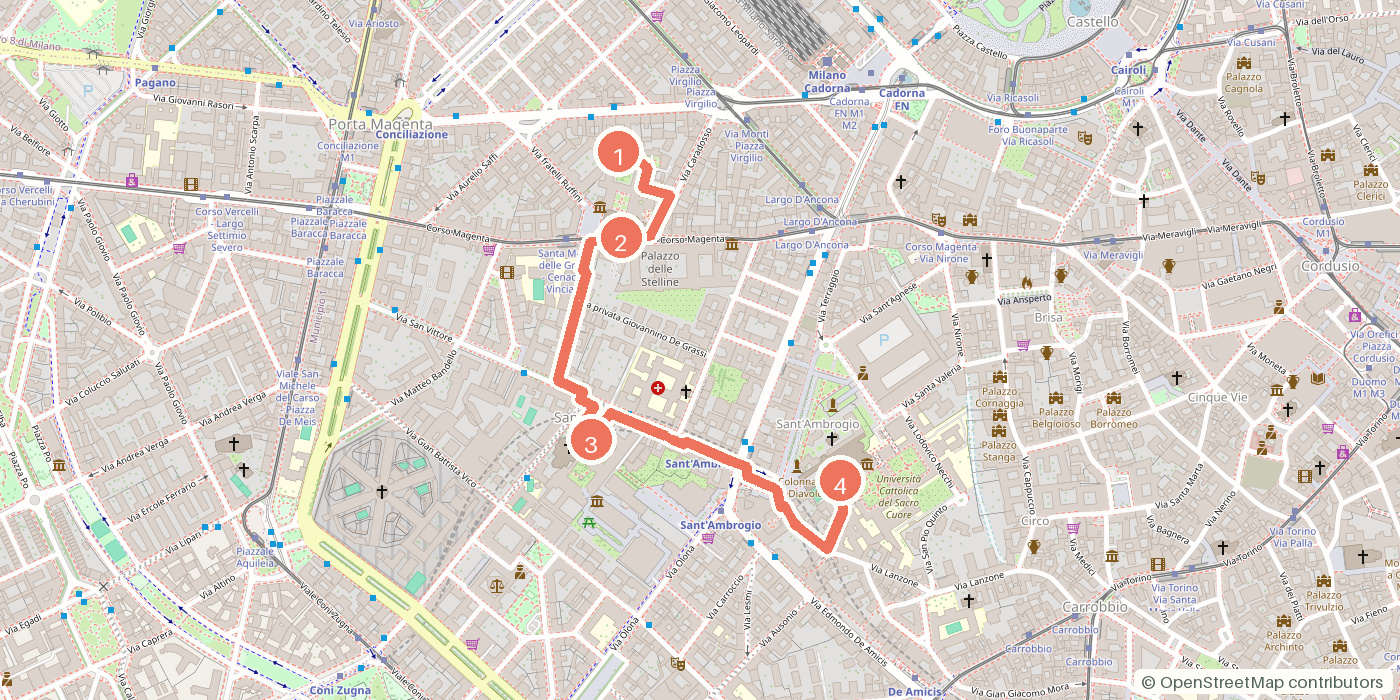 Carte du parcours à pied