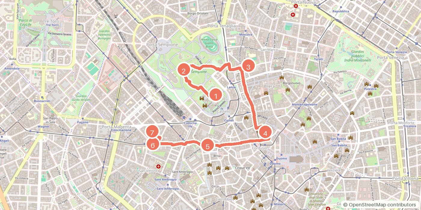 Carte du parcours à pied