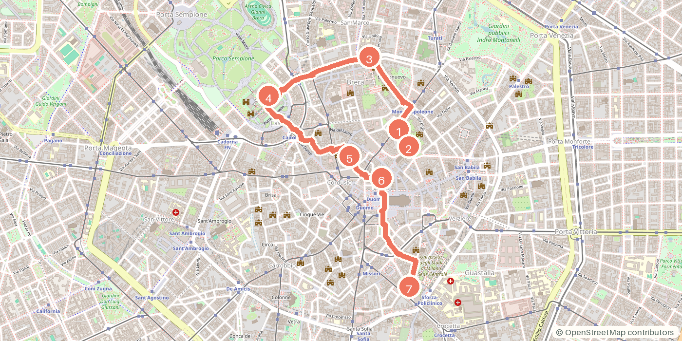 Carte du parcours à pied