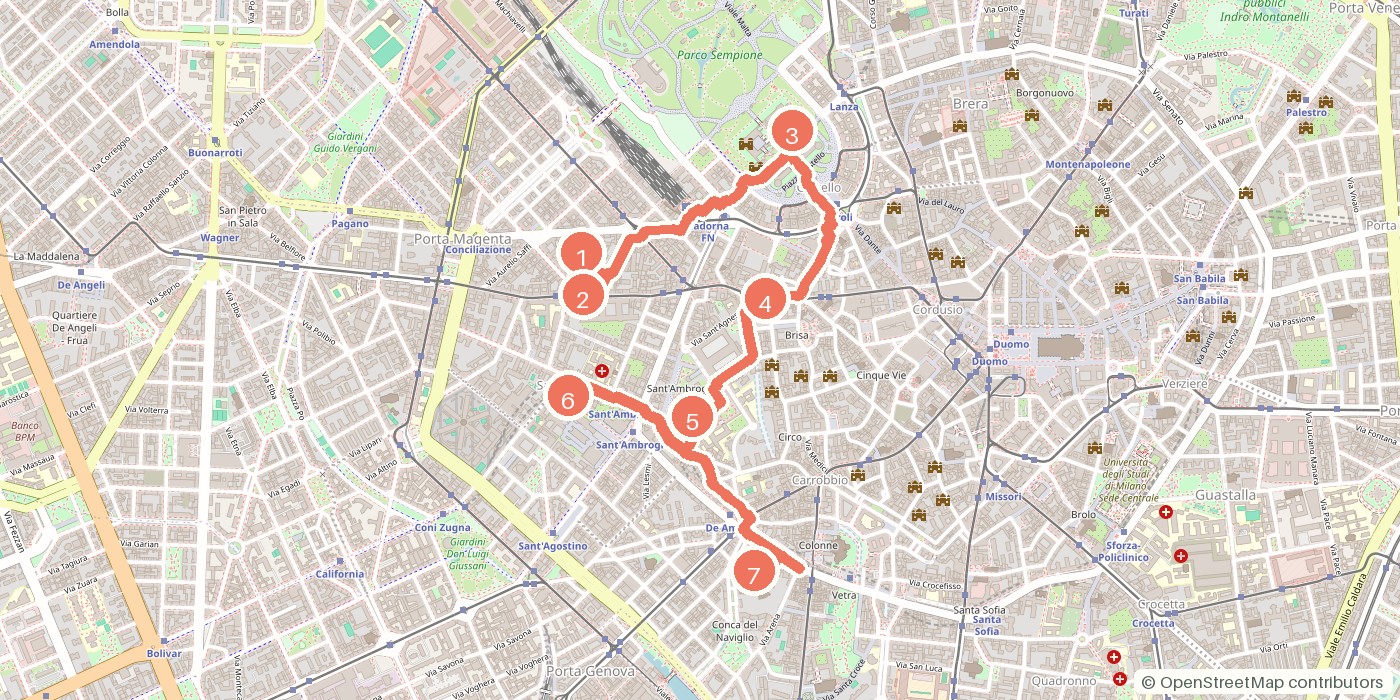 Carte du parcours à pied