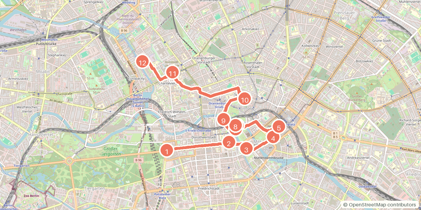 Carte du parcours à pied
