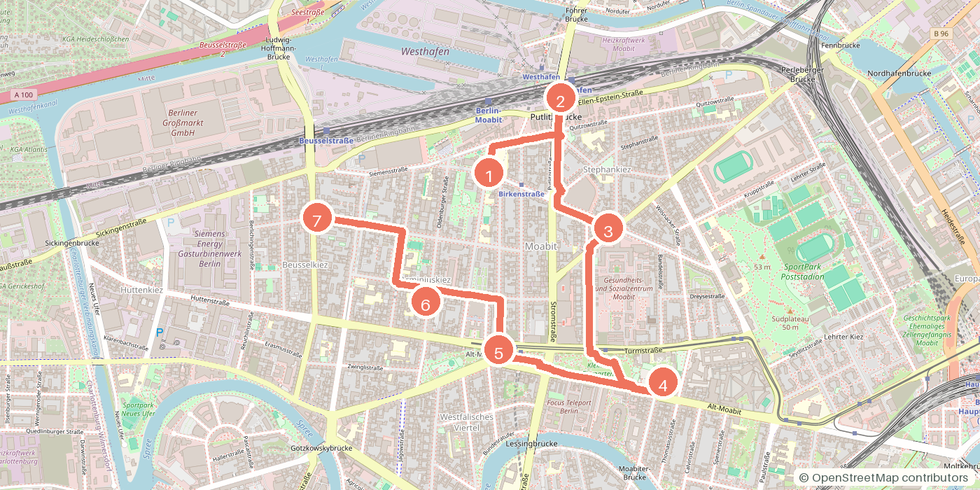 Carte du parcours à pied