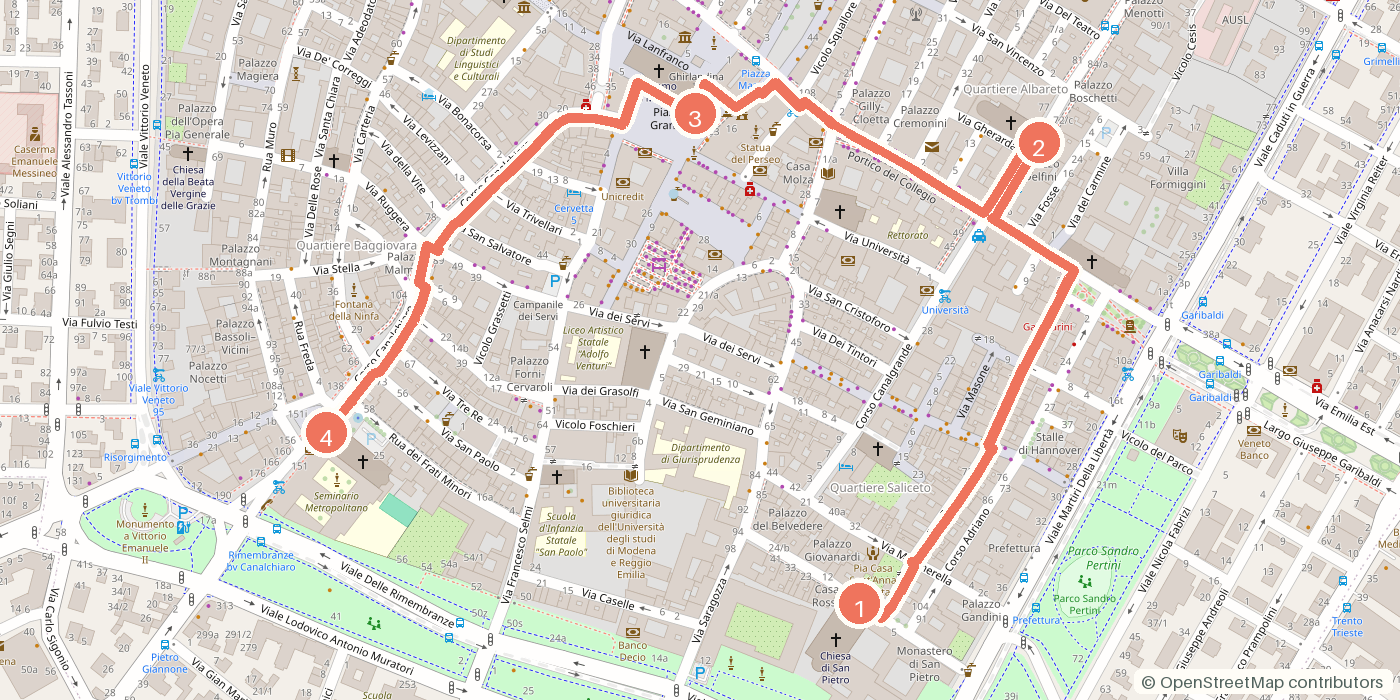 Carte du parcours à pied