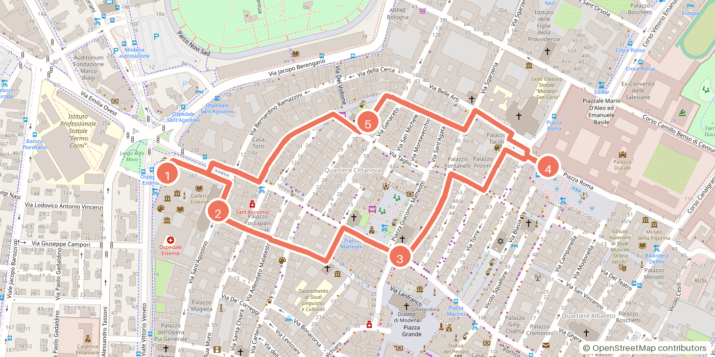 Carte du parcours à pied