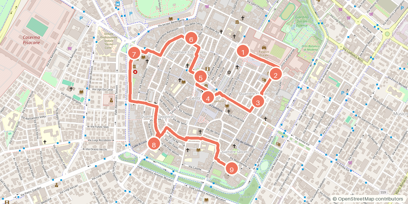 Carte du parcours à pied