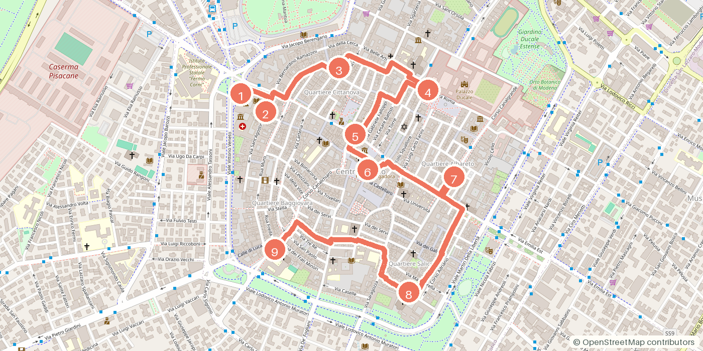 Carte du parcours à pied