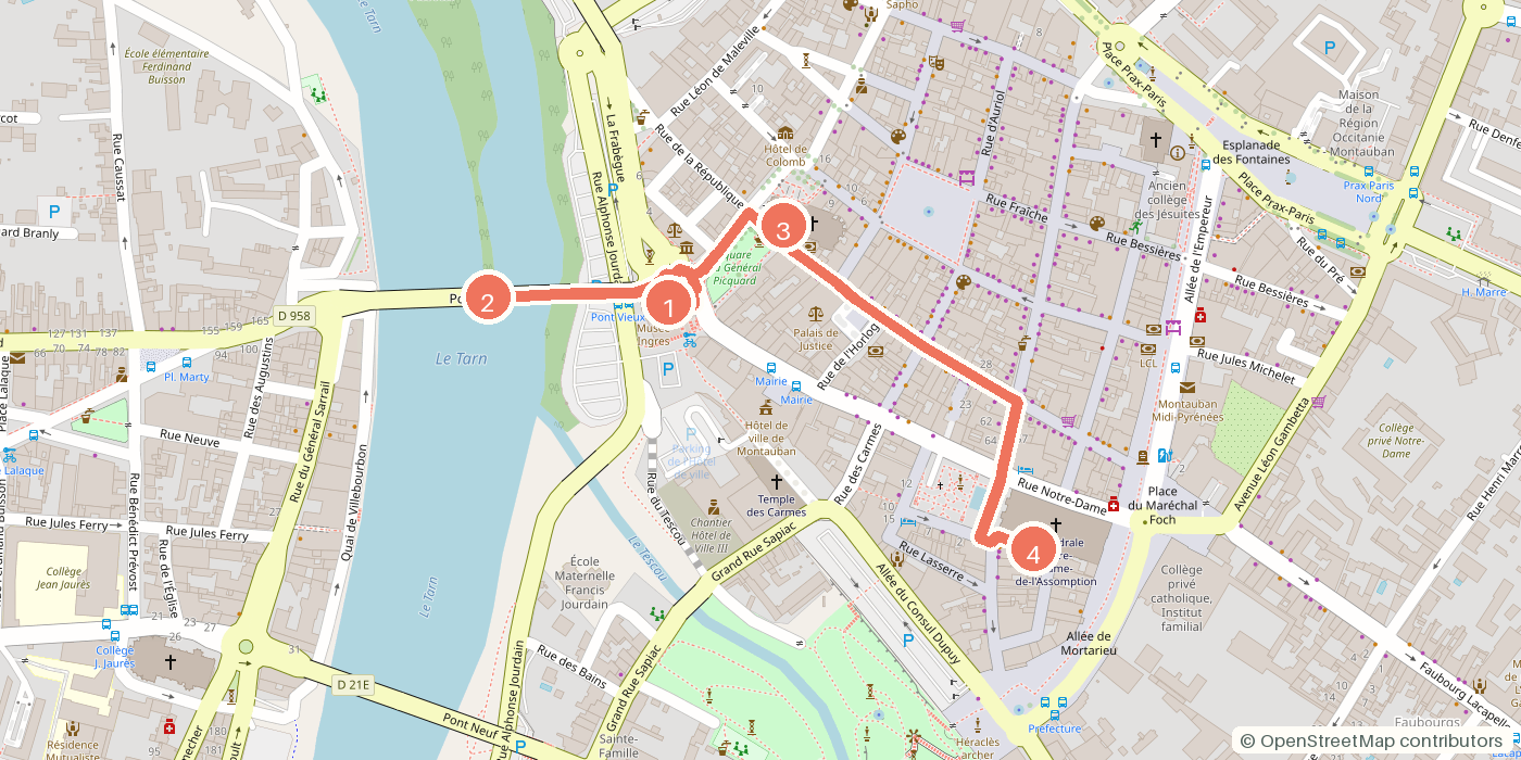 Carte du parcours à pied