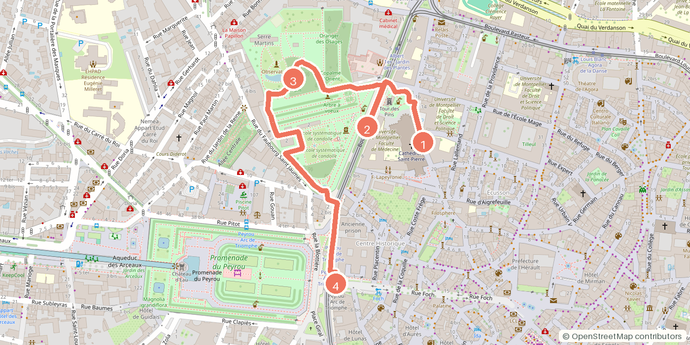 Carte du parcours à pied