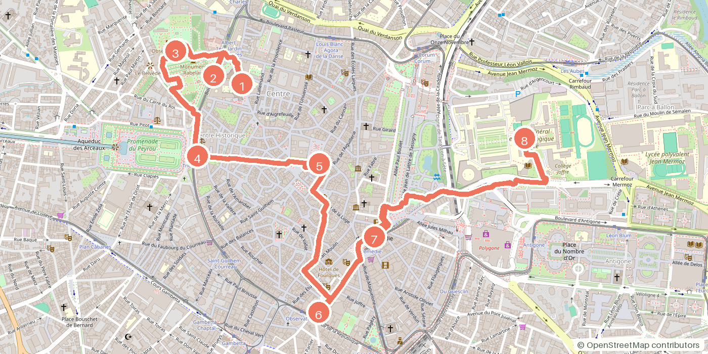 Carte du parcours à pied