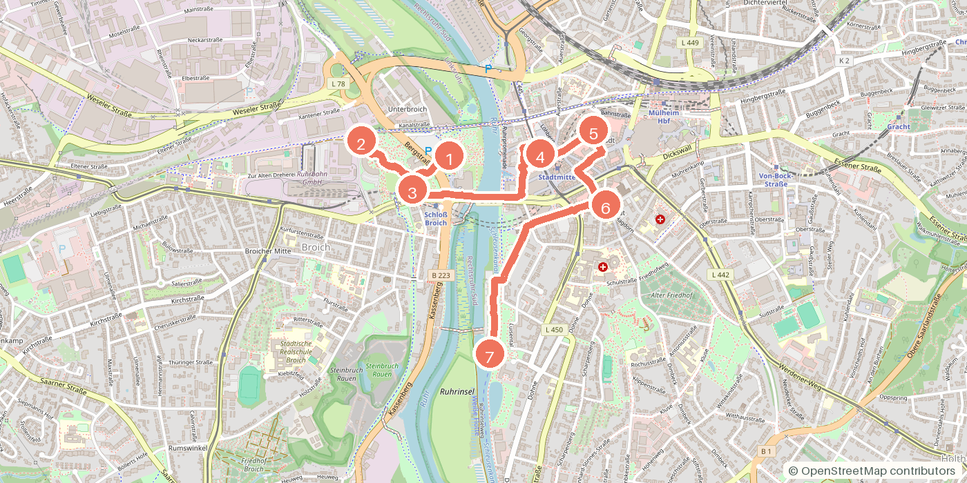 Carte du parcours à pied