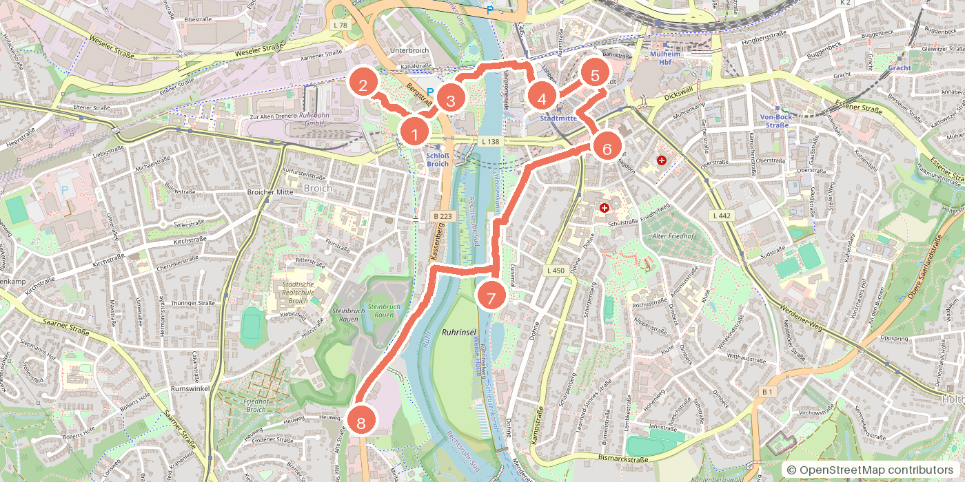 Carte du parcours à pied