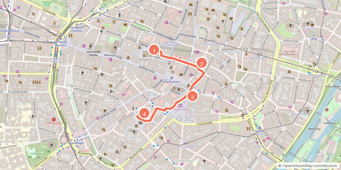 Carte du parcours à pied
