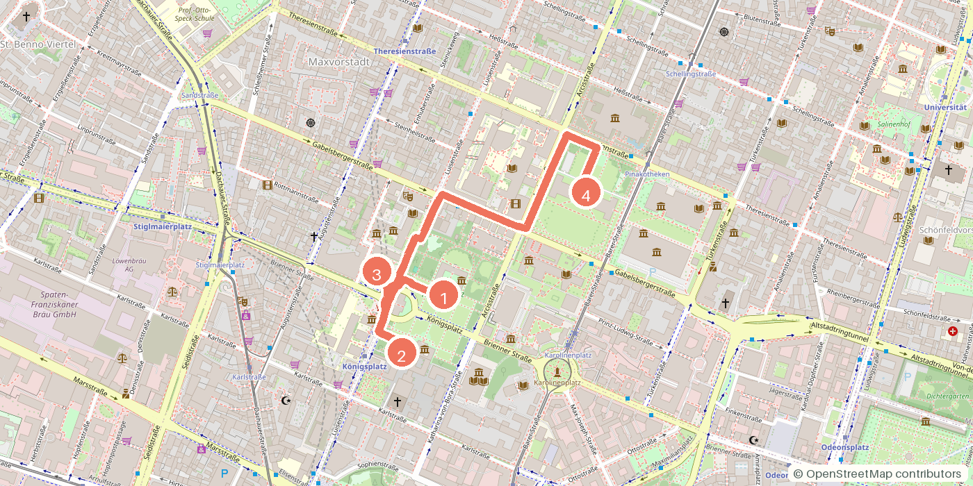Carte du parcours à pied