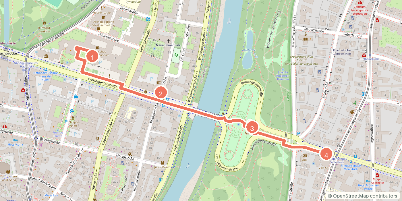Carte du parcours à pied