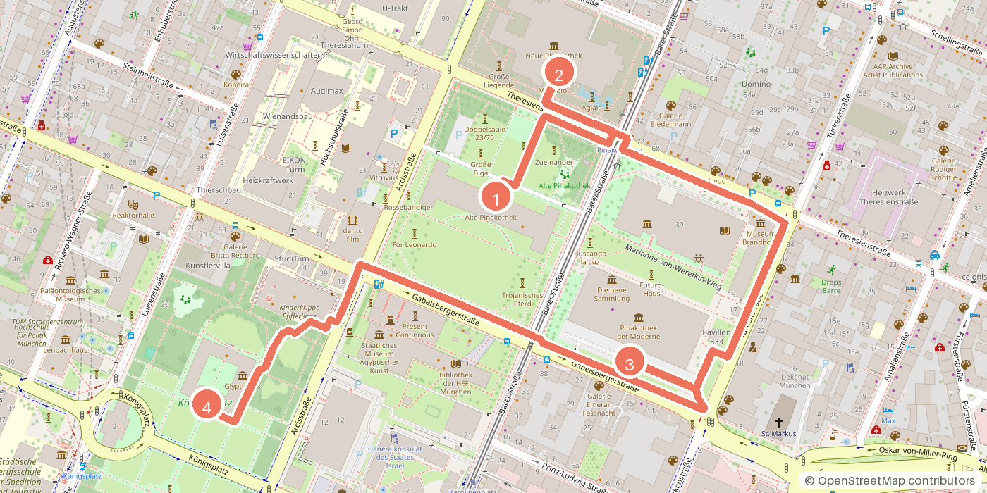 Carte du parcours à pied