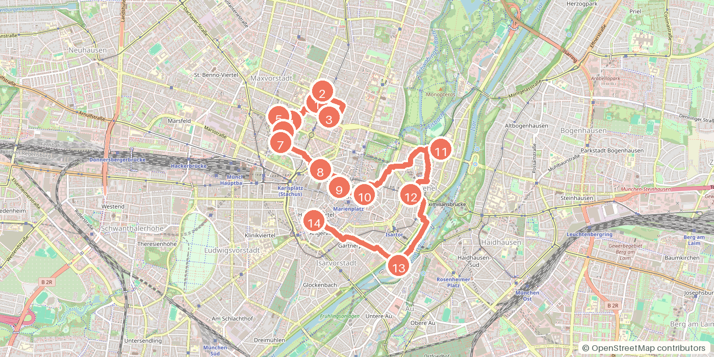 Carte du parcours à pied