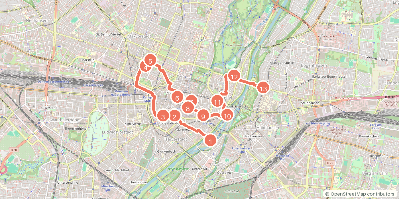 Carte du parcours à pied
