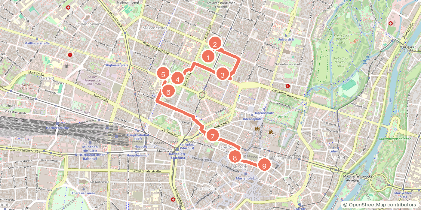 Carte du parcours à pied