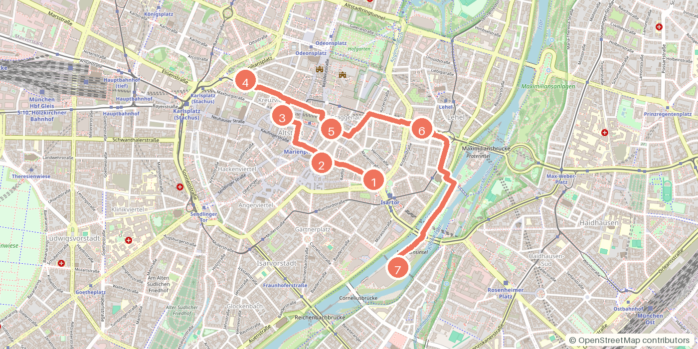 Carte du parcours à pied