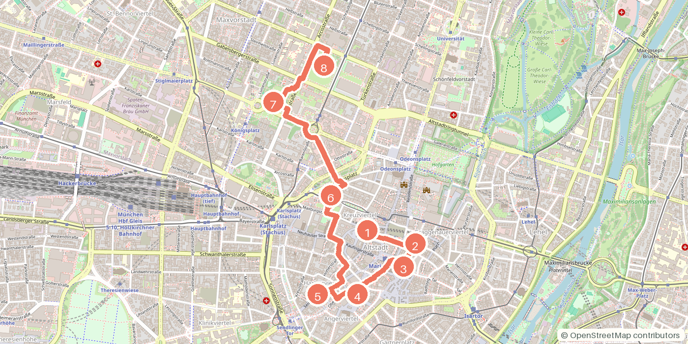 Carte du parcours à pied