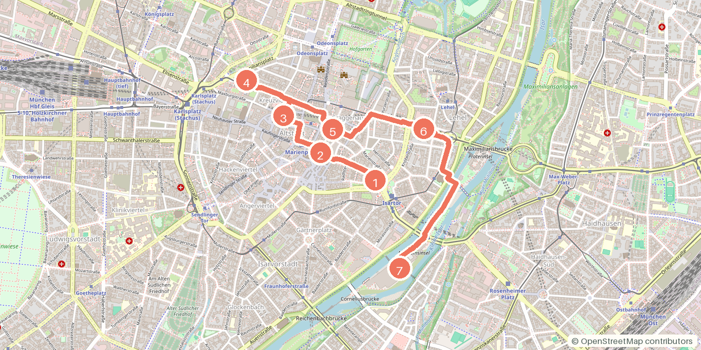 Carte du parcours à pied