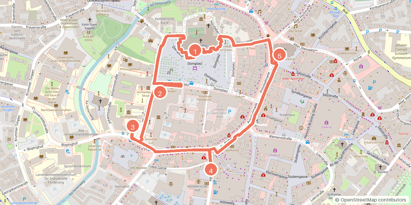 Carte du parcours à pied