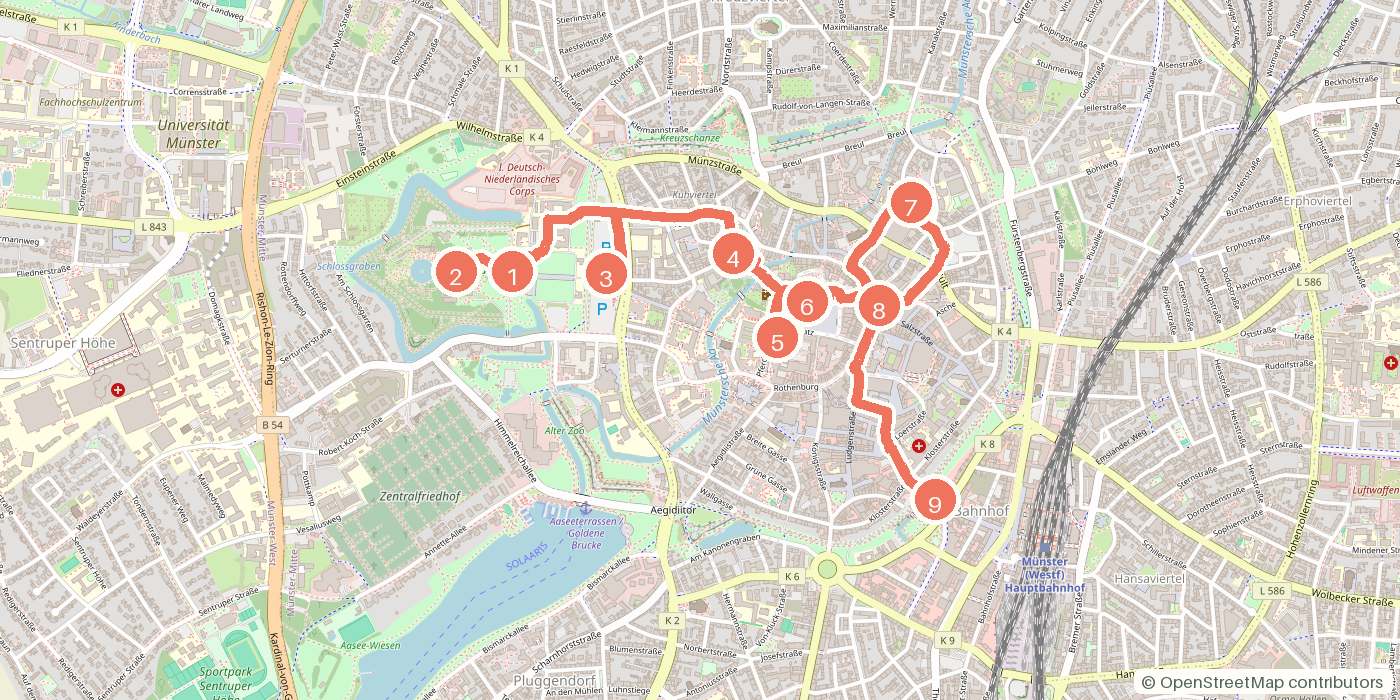 Carte du parcours à pied