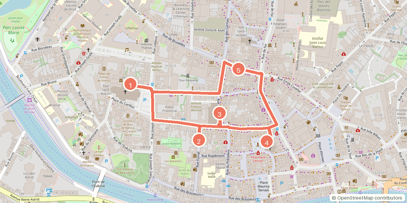 Carte du parcours à pied