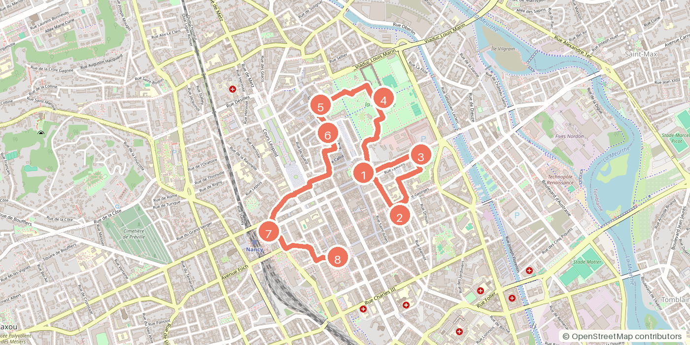 Carte du parcours à pied