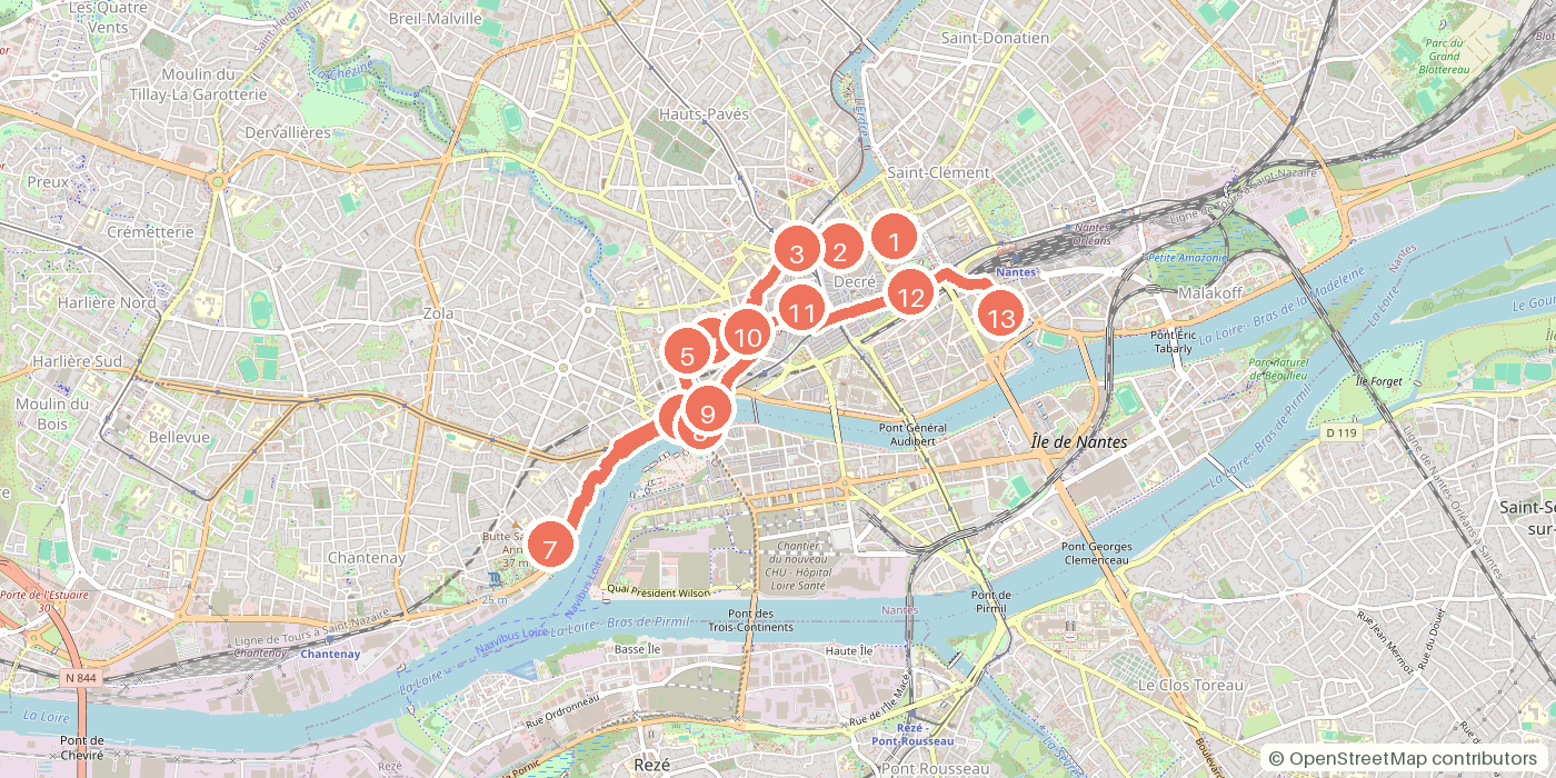 Carte du parcours à pied