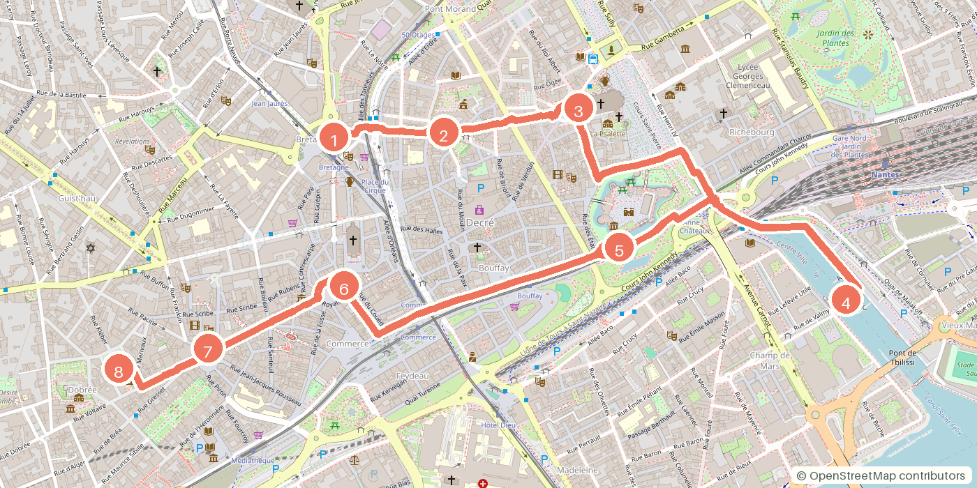 Carte du parcours à pied