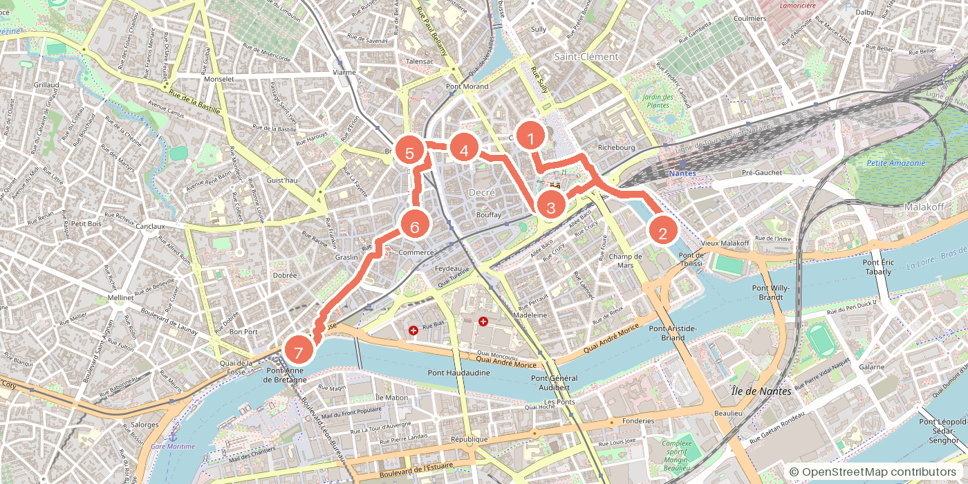 Carte du parcours à pied