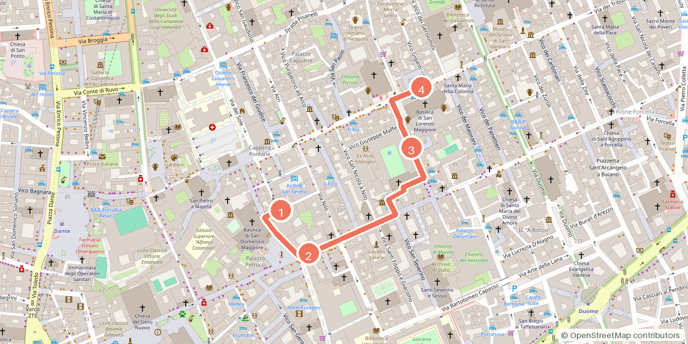Carte du parcours à pied