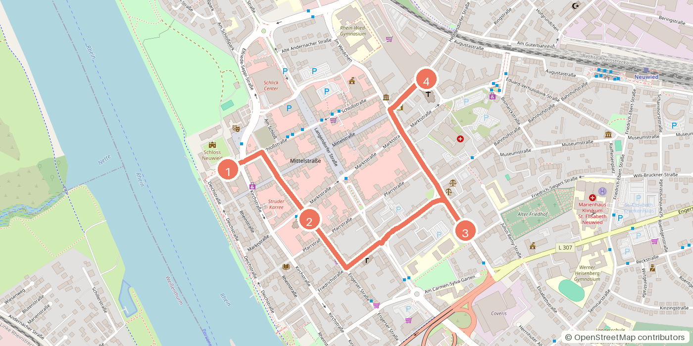 Carte du parcours à pied