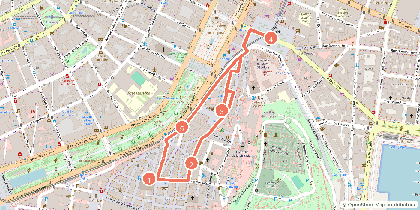 Carte du parcours à pied