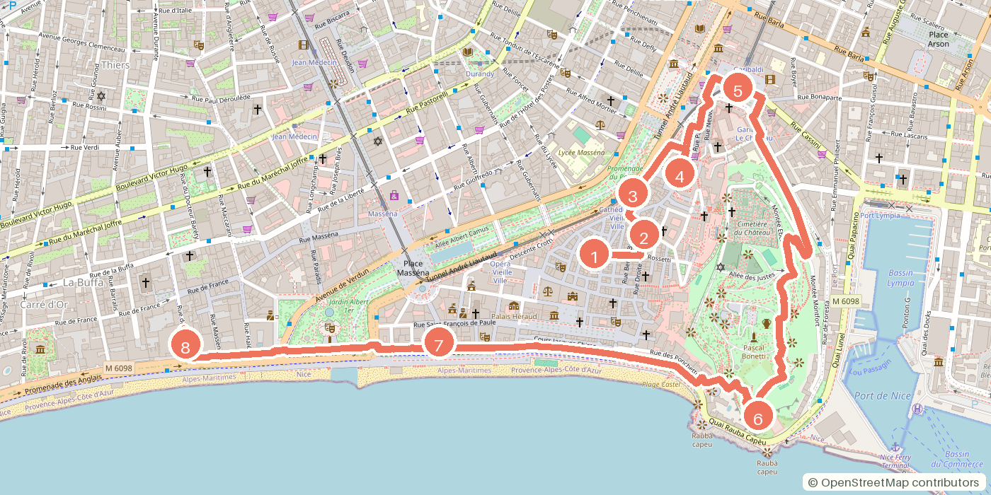 Carte du parcours à pied