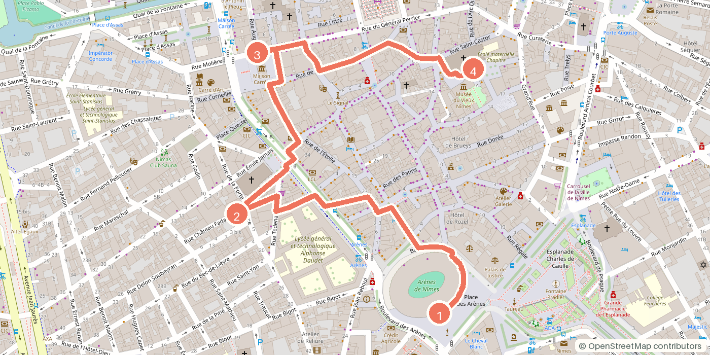 Carte du parcours à pied