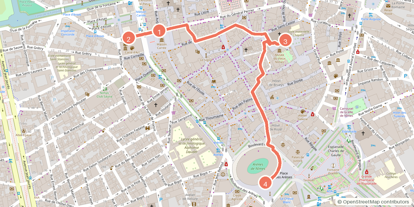 Carte du parcours à pied
