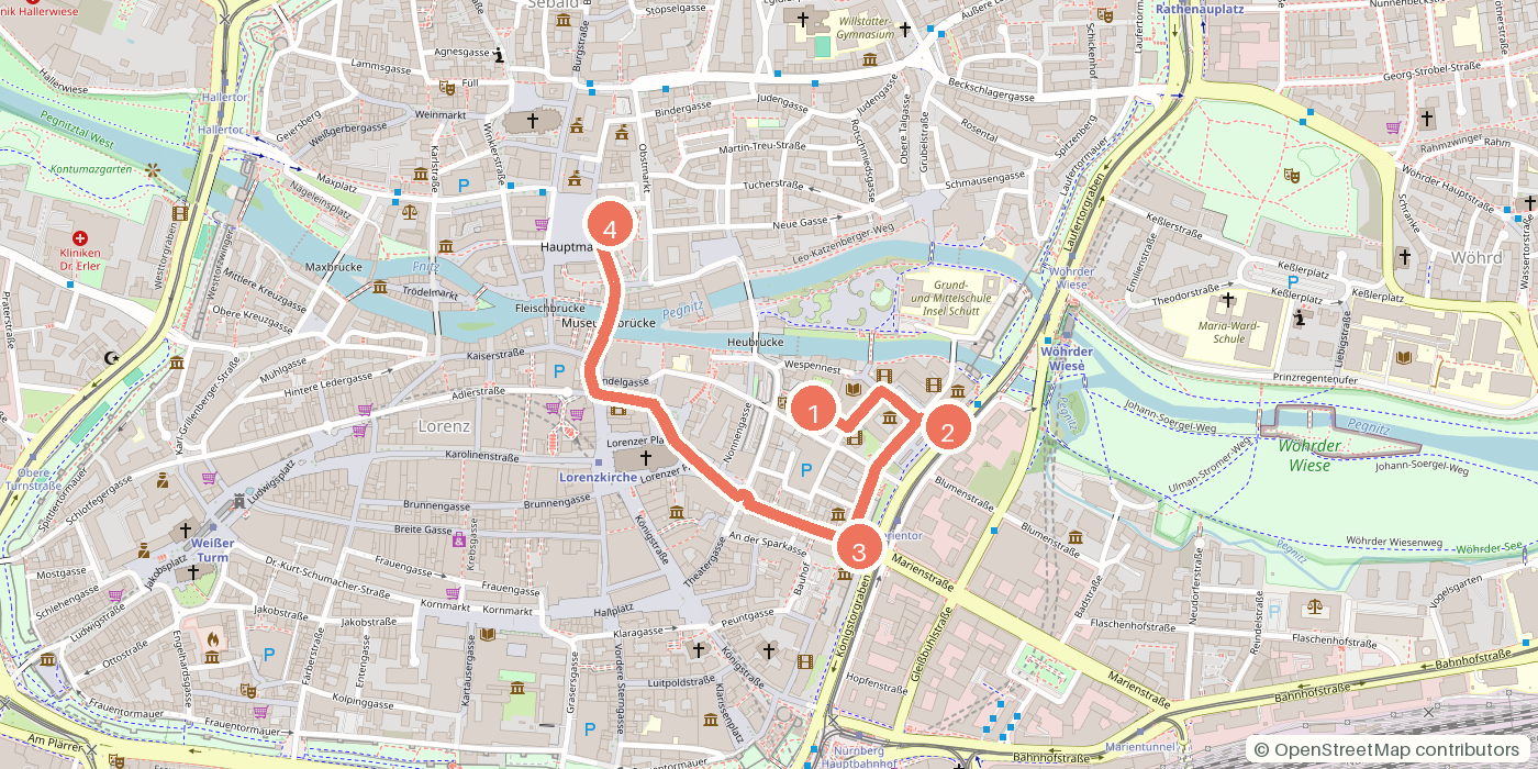 Carte du parcours à pied